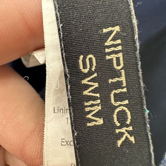 Nip Tuck Swimsuit One Piece Size 6 Slimming Ruched Navy Blue Vine Swirl Classic - Picture 7 of 10